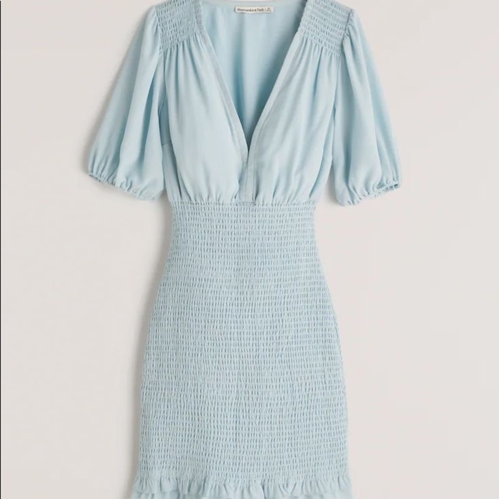 Abercrombie Smock Waist Mini Blue Dress